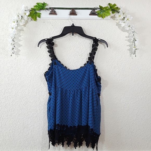 Apt 9 sz10 Blue & Black Dotted Babydoll Style Tank - Picture 4 of 11